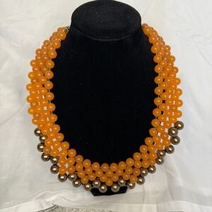Orange and Gold Bib Necklace